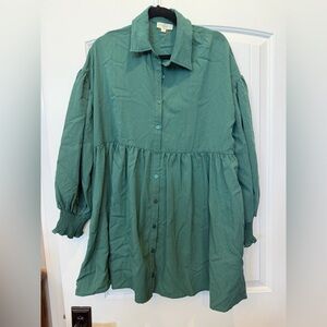 Entro Teal Collared Blouse